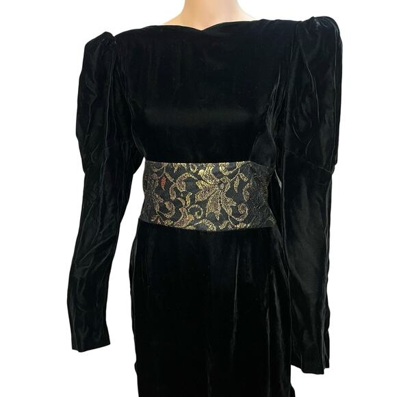 80s VTG Jessica McClintock Velvet Victorian Gown Medium Lace Formal Holiday - Picture 3 of 11